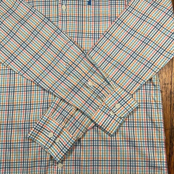 Johnnie-O Prep Formance Men's  Size 16 Multicolor Check Button Long Sleeve Shirt - Picture 11 of 13